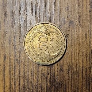 French 50 Centimes Coin 1935